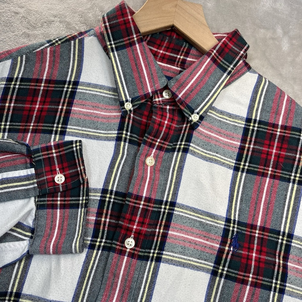 Ralph Lauren Performance Flannel Mens XL Plaid Long Sleeve Button Shirt Classic